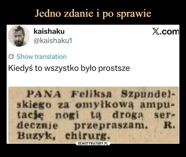 
    Jedno zdanie i po sprawie