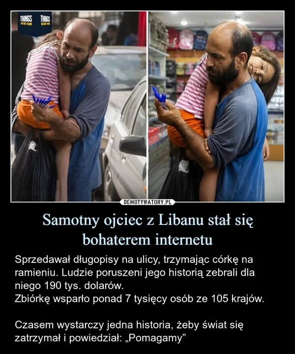 
    Samotny ojciec z Libanu stał się bohaterem internetu