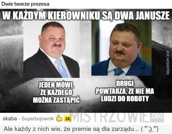 
    Dwie twarze prezesa