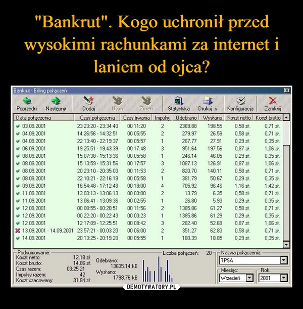 
    "Bankrut". Kogo uchronił przed wysokimi rachunkami za internet i laniem od ojca?