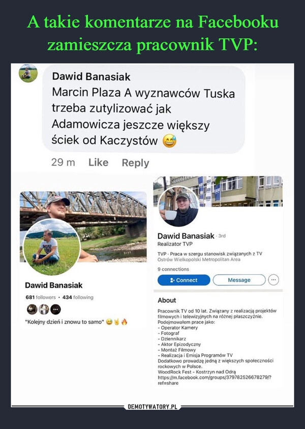 
    A takie komentarze na Facebooku zamieszcza pracownik TVP: