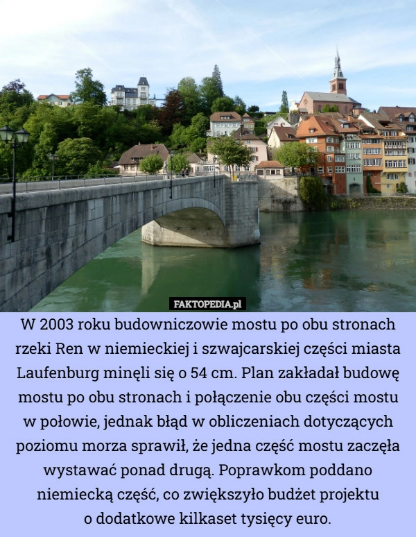 
    W 2003 roku budowniczowie mostu po obu stronach rzeki Ren w niemieckiej