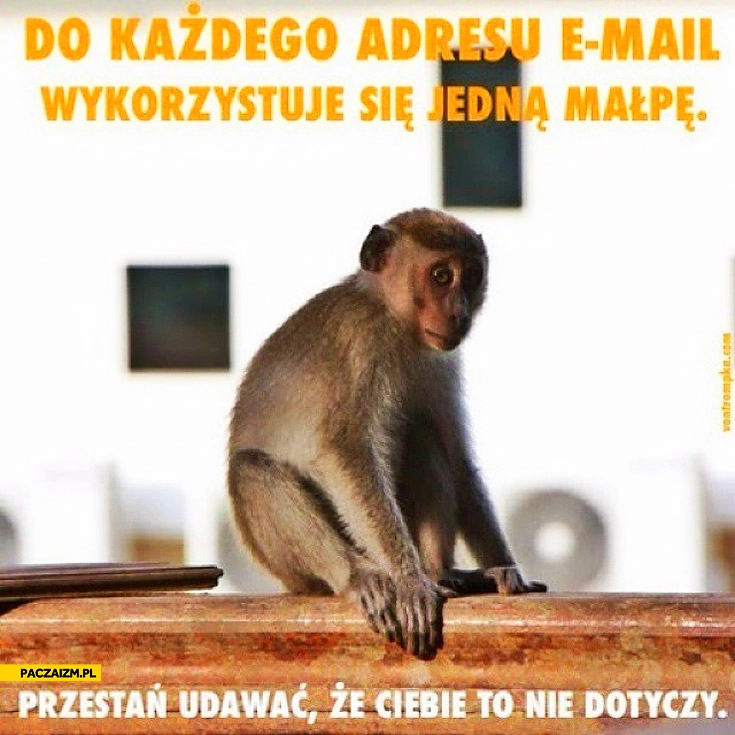 
    Do każdego adresu e-mail wykorzystuje się jedną małpę przestań udawać, że Ciebie to nie dotyczy