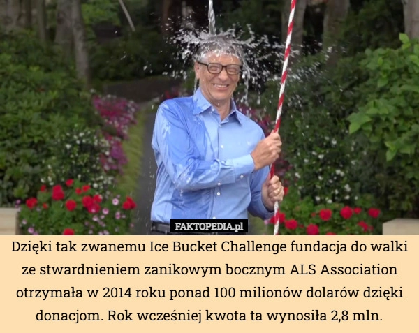 
    Dzięki tak zwanemu Ice Bucket Challenge fundacja do walki ze stwardnieniem