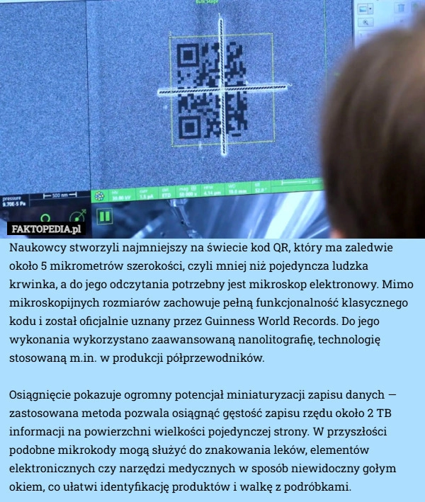 
    Naukowcy stworzyli najmniejszy na świecie kod QR, który ma zaledwie około