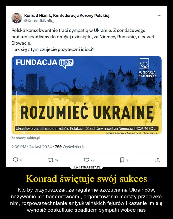 
    Konrad świętuje swój sukces