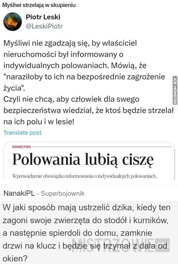 
    Myśliwi strzelają w skupieniu