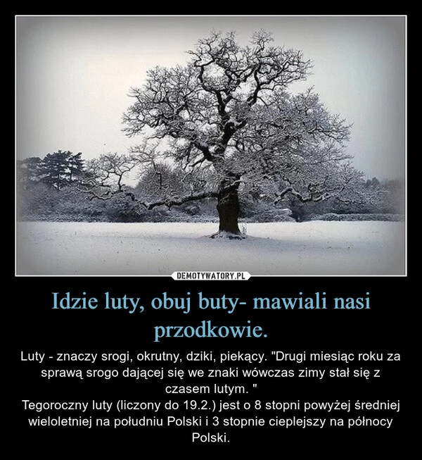 
    Idzie luty, obuj buty- mawiali nasi przodkowie.