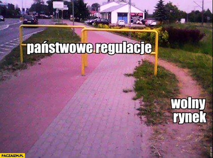 
    Barierki – państwowe regulacje, wolny rynek – ścieżka obok