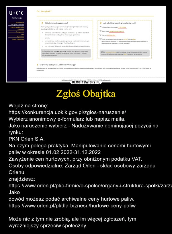 
    Zgłoś Obajtka 