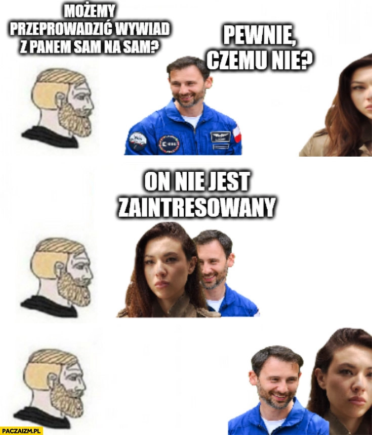 
    Uznański możemy przeprowadzić wywiad z panem sam na sam, pewnie czemu nie, Wiśniewska: on nie jest zainteresowany