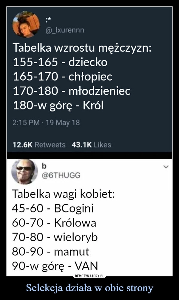 
    Selekcja działa w obie strony