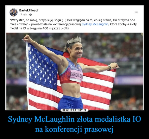 
    Sydney McLaughlin złota medalistka IO na konferencji prasowej