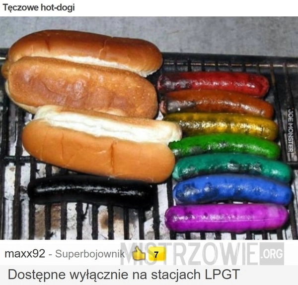 
    Tęczowe hot-dogi