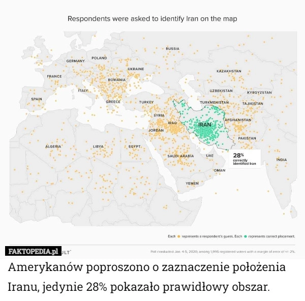 
    
			Amerykanów poproszono o zaznaczenie położenia Iranu, jedynie 28% pokazało...					