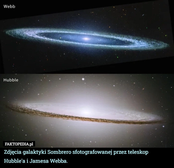 
    Zdjęcia galaktyki Sombrero sfotografowanej przez teleskop Hubble'a