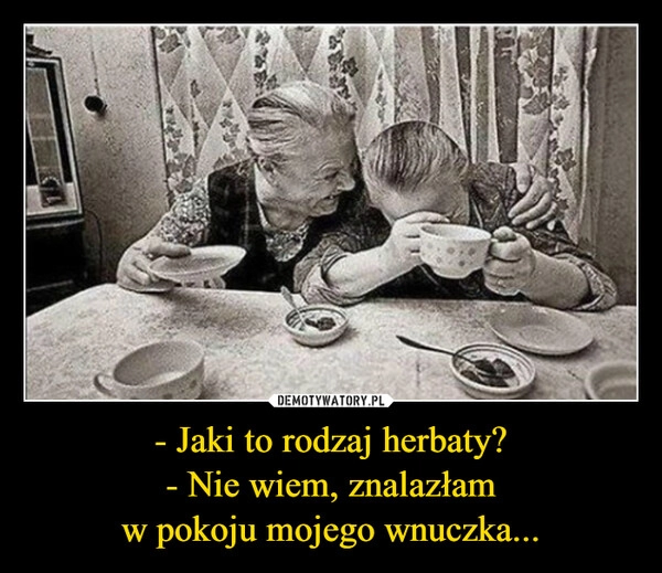 
    - Jaki to rodzaj herbaty?
- Nie wiem, znalazłam
w pokoju mojego wnuczka...