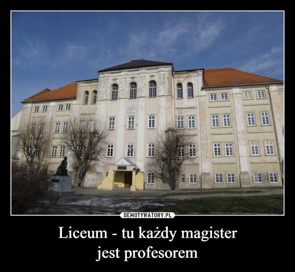 
    Liceum - tu każdy magister
jest profesorem