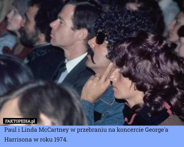 
    Paul i Linda McCartney w przebraniu na koncercie George'a Harrisona