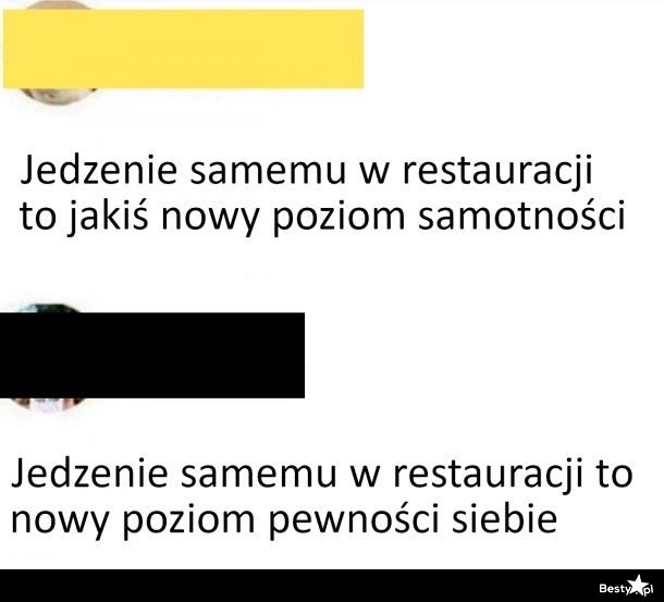 
    Jedzenie samemu w restauracji 