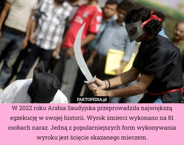 
    W 2022 roku Arabia Saudyjska przeprowadziła największą egzekucję w swojej