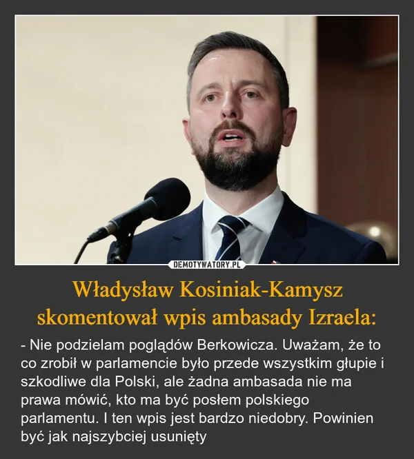 
    Władysław Kosiniak-Kamysz skomentował wpis ambasady Izraela: