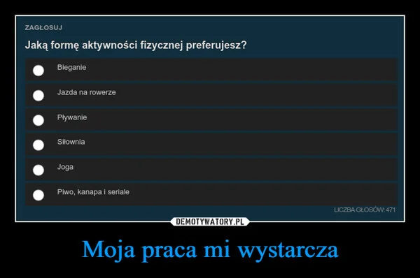 
    Moja praca mi wystarcza