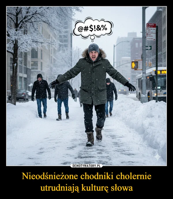Nieodśnieżone chodniki cholernie utrudniają kulturę słowa