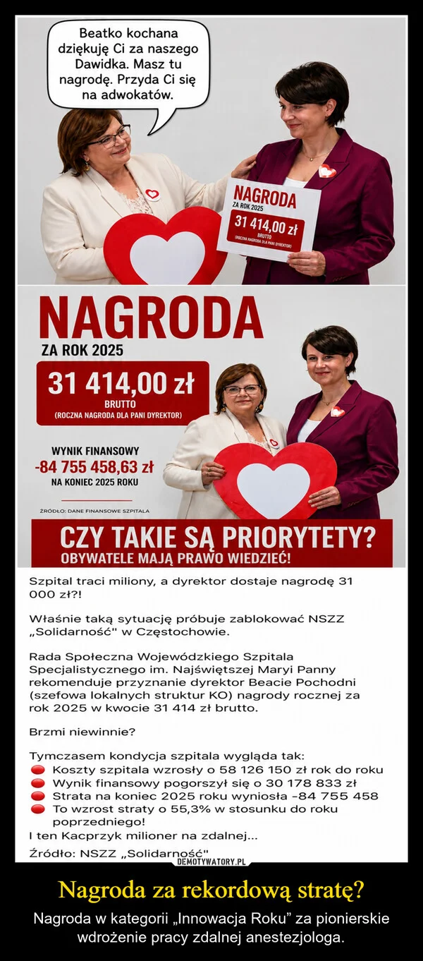 
    Nagroda za rekordową stratę?