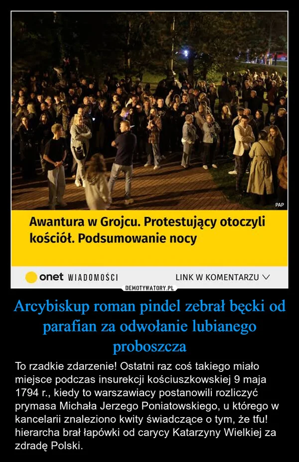 Arcybiskup roman pindel zebrał bęcki od parafian za odwołanie lubianego proboszcza