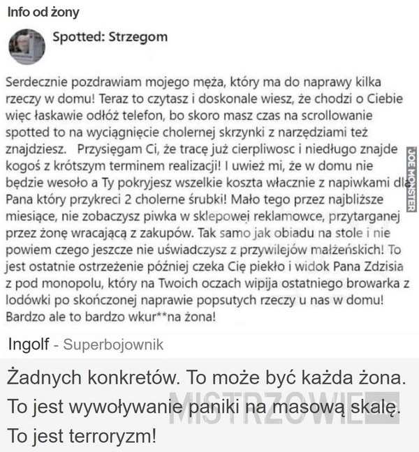 
    Info od żony