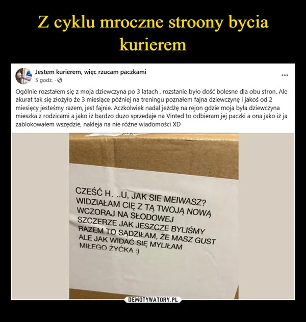 
    Z cyklu mroczne stroony bycia kurierem