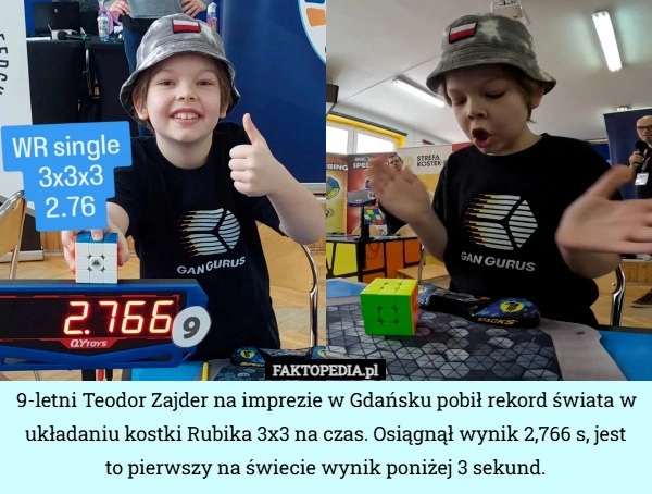 
    9-letni Teodor Zajder na imprezie w Gdańsku pobił rekord świata w układaniu
