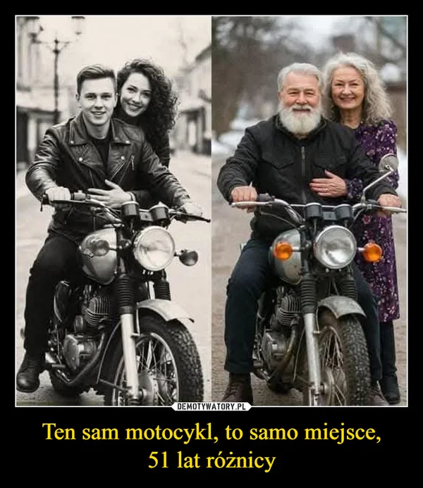 
    Ten sam motocykl, to samo miejsce, 51 lat różnicy