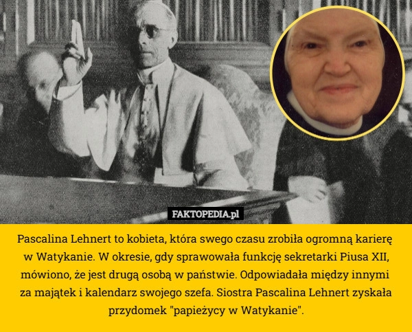 
    Pascalina Lehnert to kobieta, która swego czasu zrobiła ogromną karierę