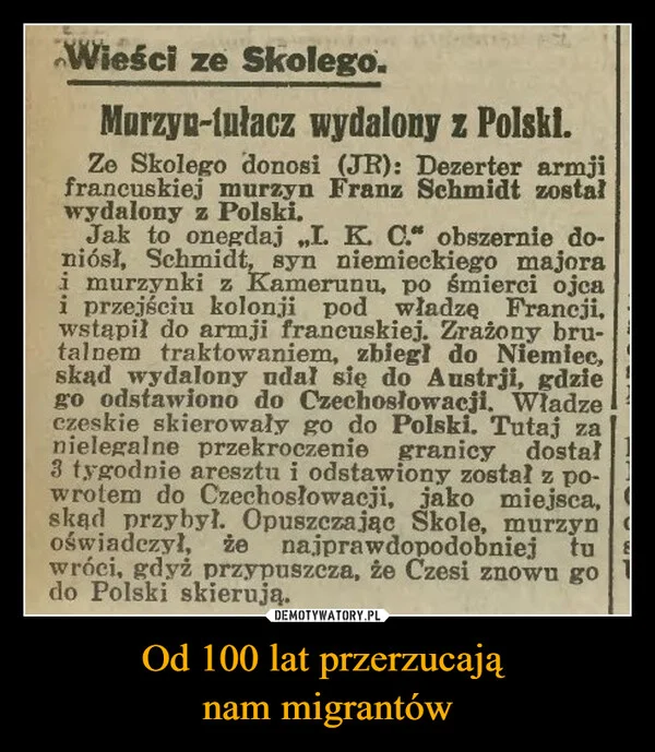 
    Od 100 lat przerzucają nam migrantów