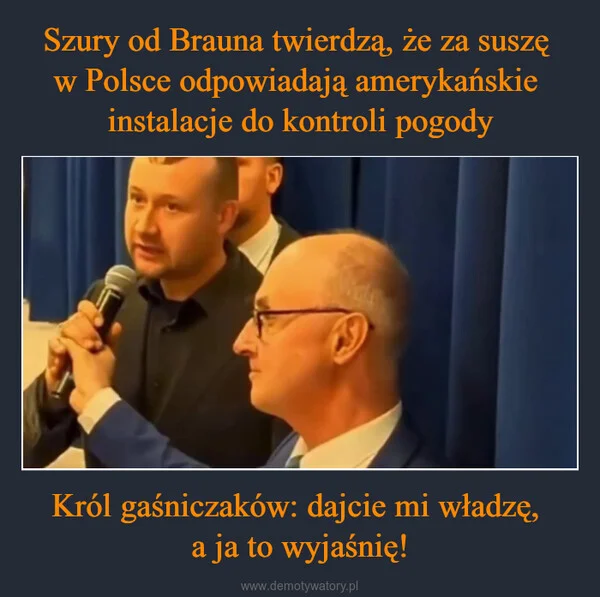 Szury od Brauna twierdzą, że za suszę w Polsce odpowiadają amerykańskie instalacje do kontroli pogody Król gaśniczaków: dajcie mi władzę, a ja to wyjaśnię!