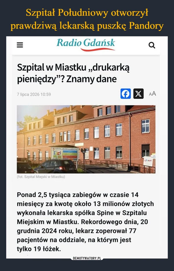 Szpitał Południowy otworzył prawdziwą lekarską puszkę Pandory
