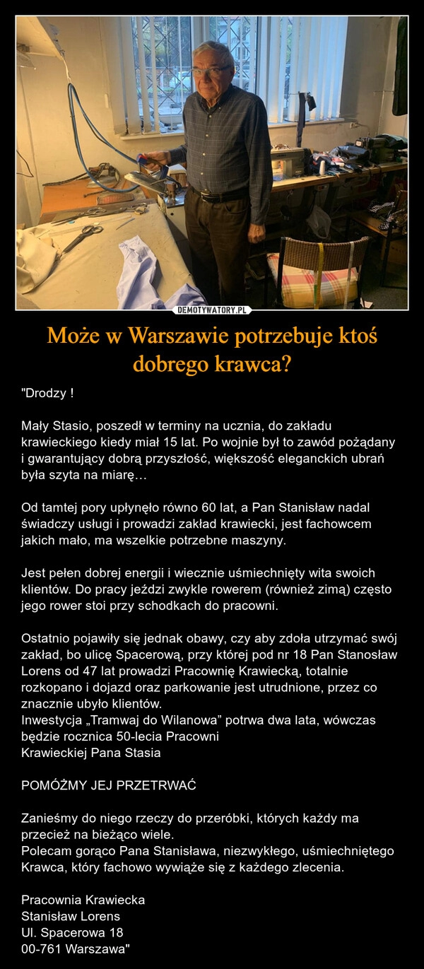 
    
Może w Warszawie potrzebuje ktoś dobrego krawca? 