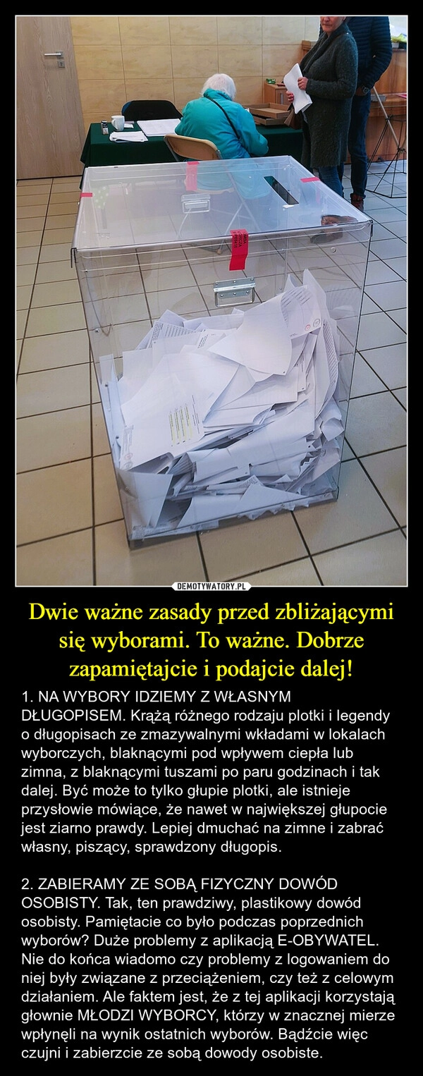 
    Dwie ważne zasady przed zbliżającymi się wyborami. To ważne. Dobrze zapamiętajcie i podajcie dalej!