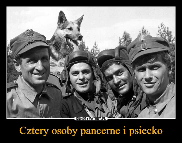 
    Cztery osoby pancerne i psiecko