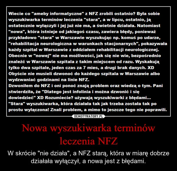 
    Nowa wyszukiwarka terminów leczenia NFZ