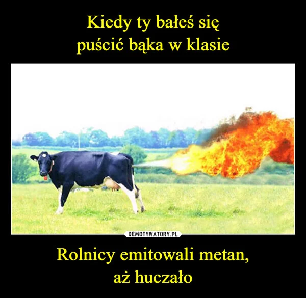 
    Kiedy ty bałeś się puścić bąka w klasie Rolnicy emitowali metan, aż huczało