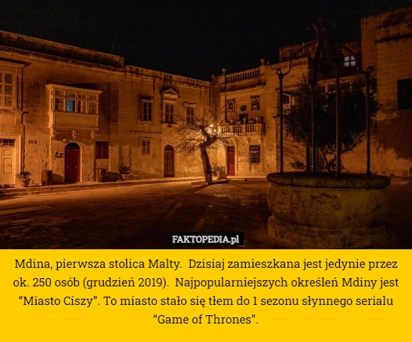 
    Mdina, pierwsza stolica Malty.  Dzisiaj zamieszkana jest jedynie przez ok.