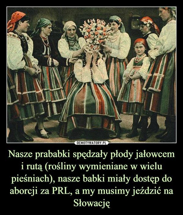 Nasze prababki spędzały płody jałowcem i rutą (rośliny wymieniane w wielu pieśniach), nasze babki miały dostęp do aborcji za PRL, a my musimy jeździć na Słowację