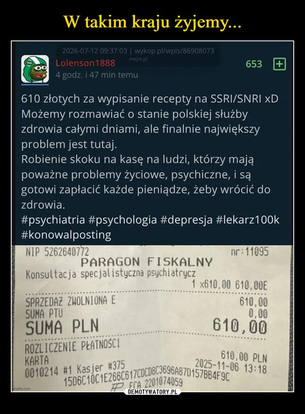
    W takim kraju żyjemy...