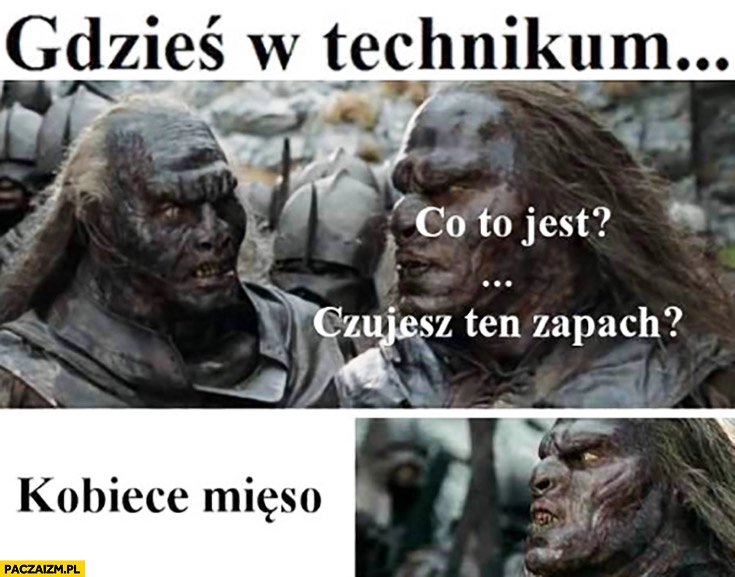 
    Gdzieś w technikum: co to jest? Czujesz ten zapach? Kobiece mięso orki