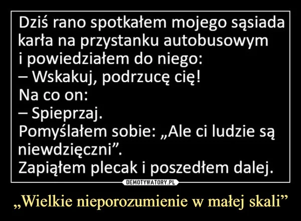 
    „Wielkie nieporozumienie w małej skali”