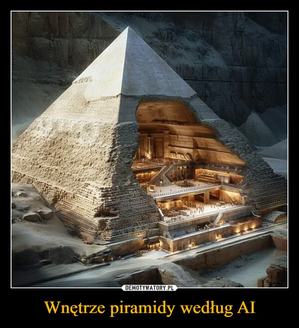 
    Wnętrze piramidy według AI