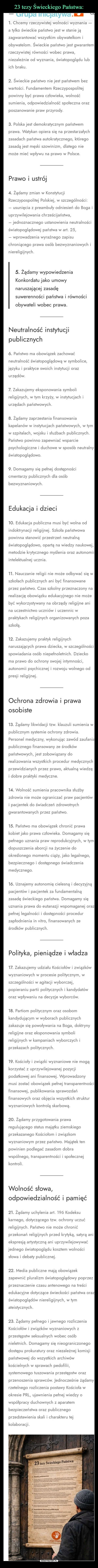 
    23 tezy Świeckiego Państwa: